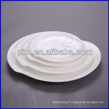 P &amp; T chaozhou usine de porcelaine plats de forme de pêche, assiette de viande, assiette